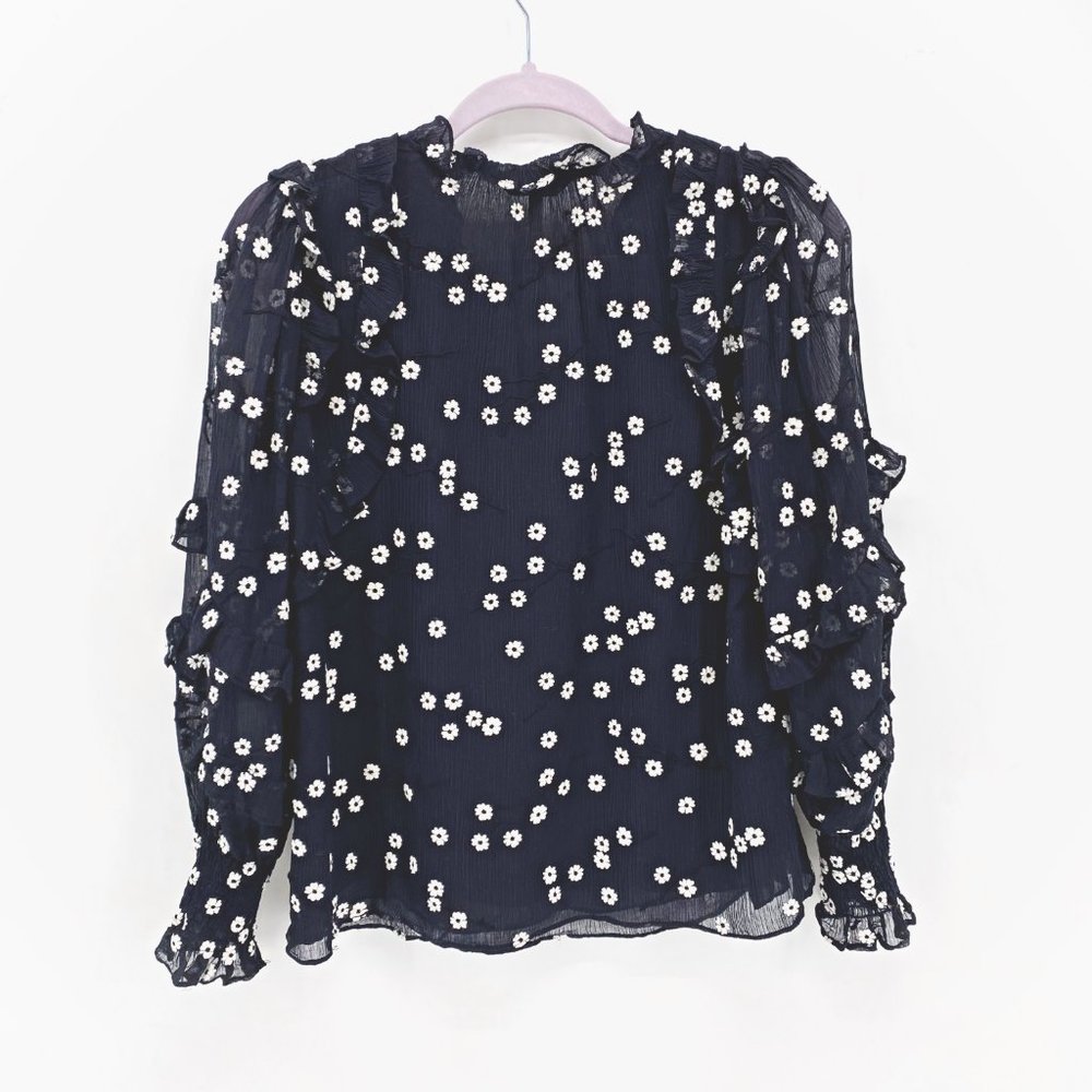 Rebecca Taylor Alessandra Embroidered Ruffle Top - Picture 7 of 14